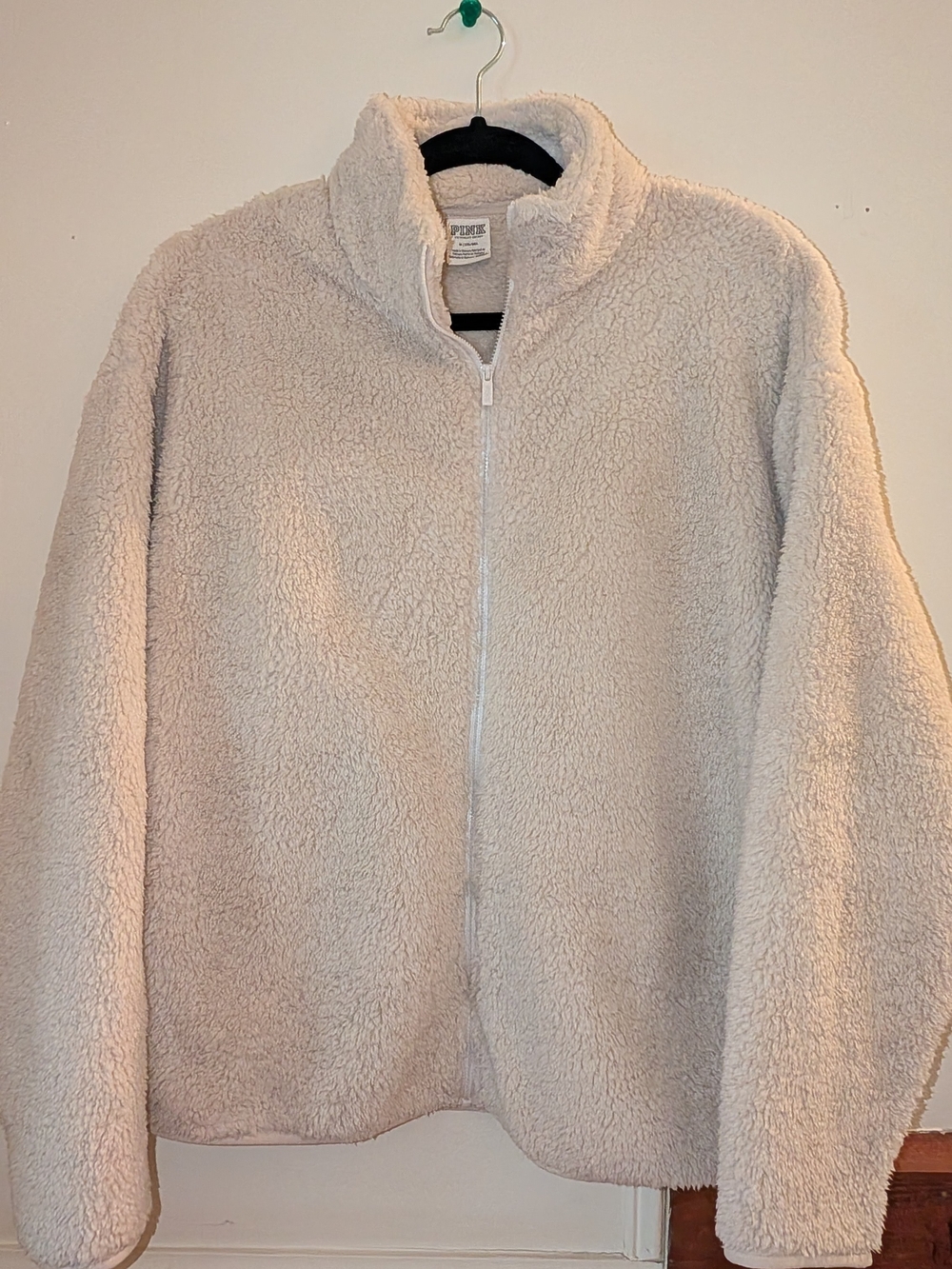 PINK Victoria's Secret Cream Teddy Full-Zip Jacket